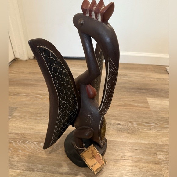 Pier 1 Hand Carved Wood “Kalao”, Bird Art Sculpture with Tag. - Picture 4 of 12